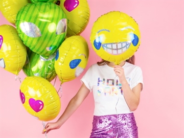 Folie Ballon, Gul "Emoji-Smile" 45 cm